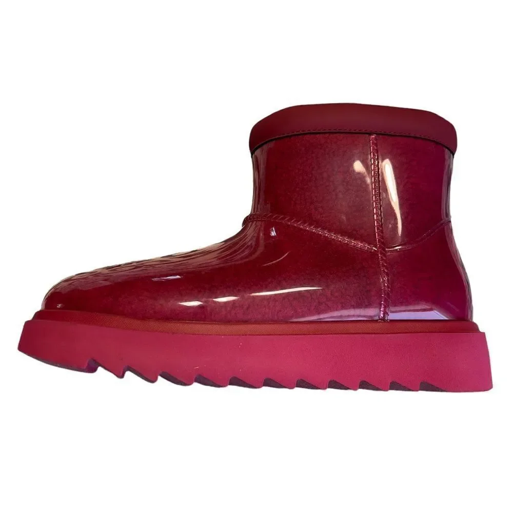 NWOT Koolaburra Pink Clear Covered Waterproof Boots Size 7